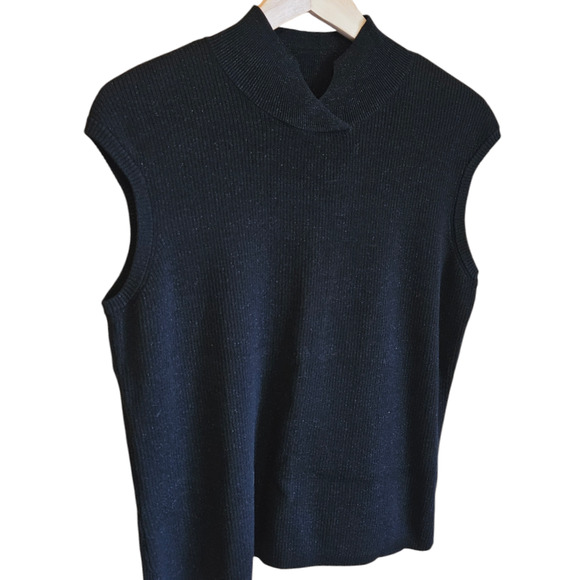 Coldwater Creek Women's Black Silk Blend Sparkle Sleeveless Sweater Size XLarge - Picture 3 of 10